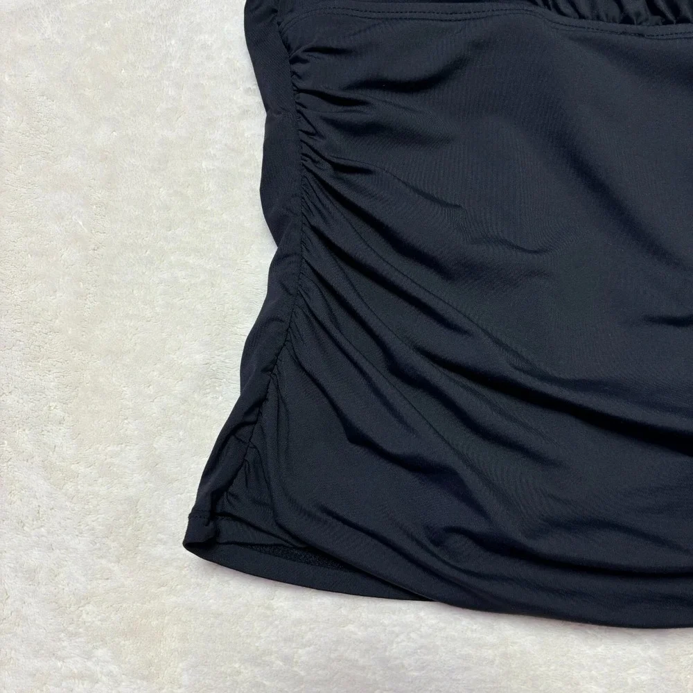 Lauren Ralph Lauren Womens Tankini Top Size 8 Black‎ Padded Beach Resortwear